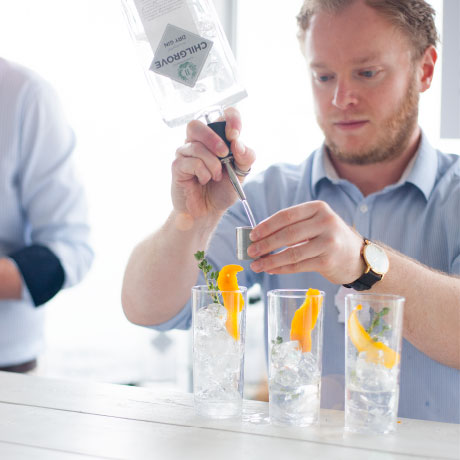 Bartender serving Chilgrove Gin